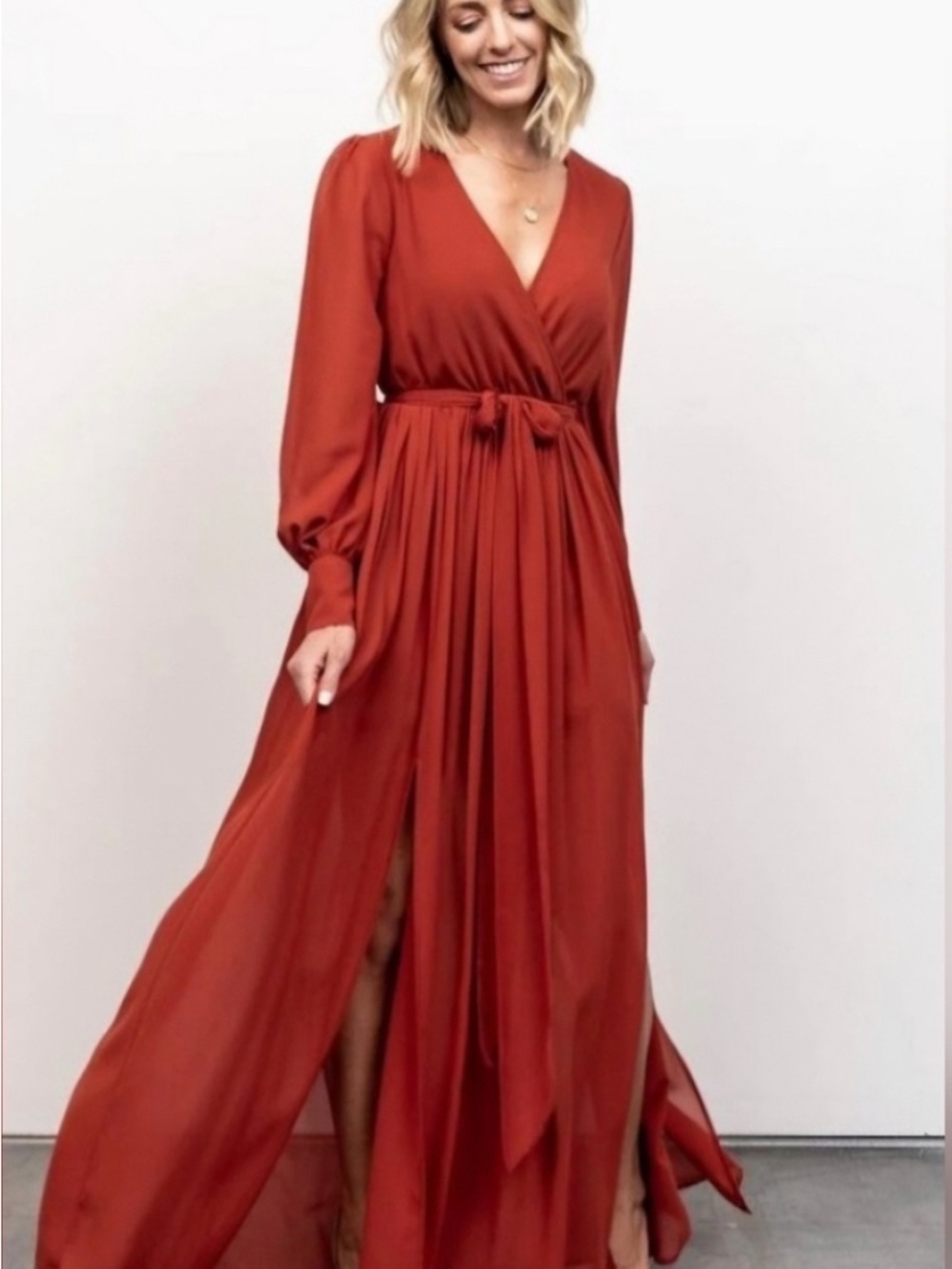 Baltic Born Rust Red Wrap Maxi Dress